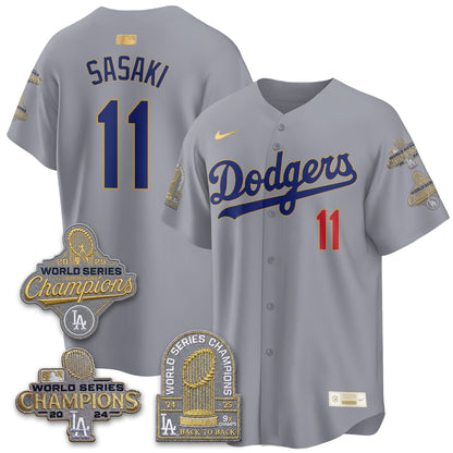 LAD Gold Collection Stadium Vapor Limited Jersey - Back to Back 9x Champs - Stitched