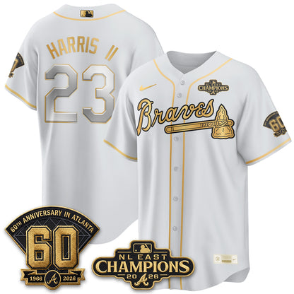 Atlanta Braves 2026 NL East Champs Gold Edition Vapor Jersey - Stitched