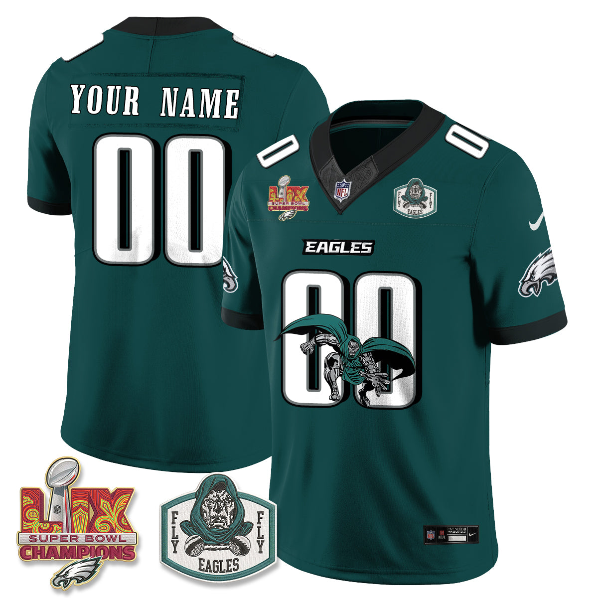 Philadelphia Eagles x Green Cape Villain Edition Vapor Custom Jersey - Stitched