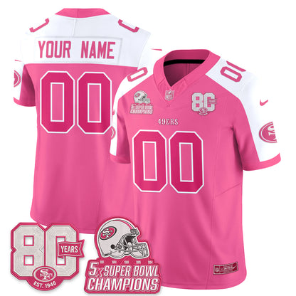San Francisco 49ers Pink Edition Vapor Custom Jersey - Stitched
