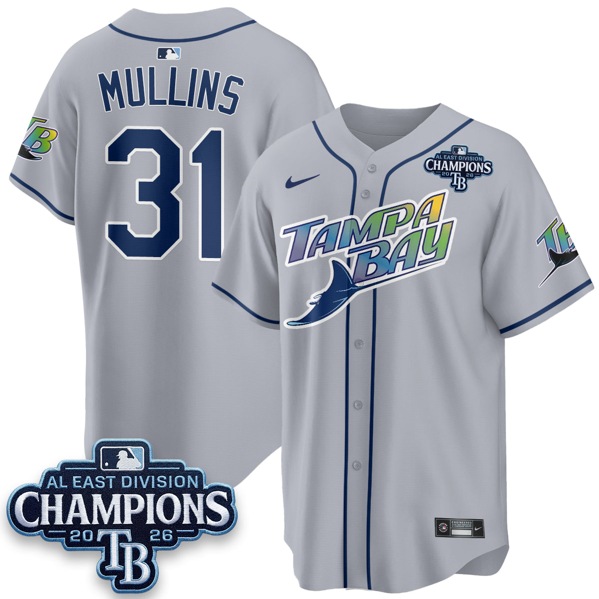 Tampa Bay Rays 2026 AL East Champs Vapor Jersey - Stitched