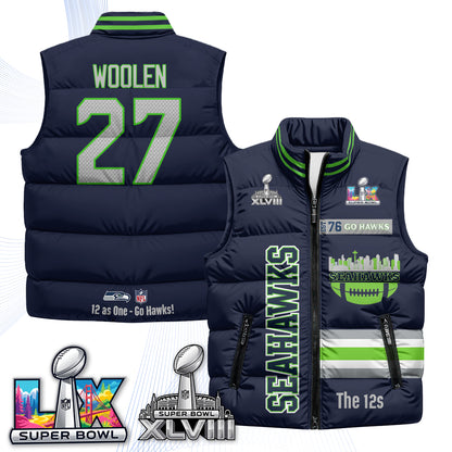 Seattle Seahawks "Go Hawks" Edition Puffer Vest - Printed