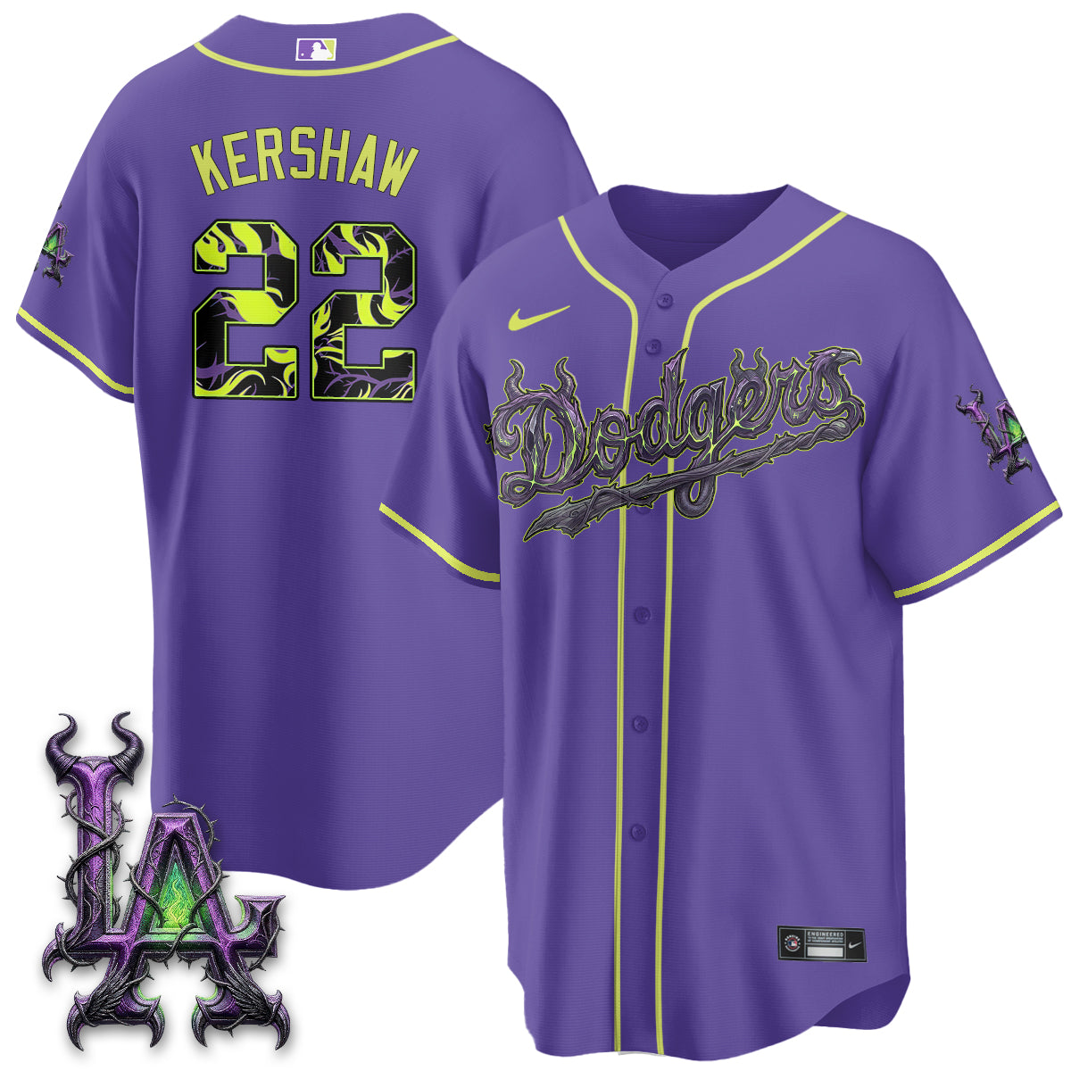 Los Angeles Dodgers Villains Halloween - Horned Queen Vapor Jersey- Stitched