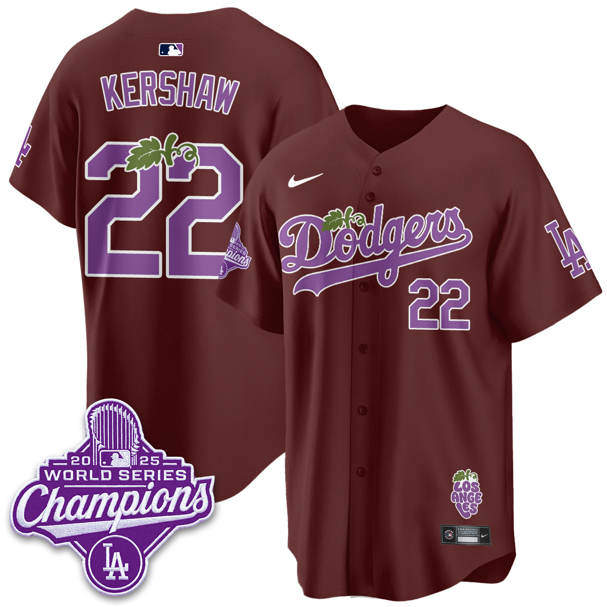 Los Angeles Dodgers Grape Edition Vapor Jersey - Stitched