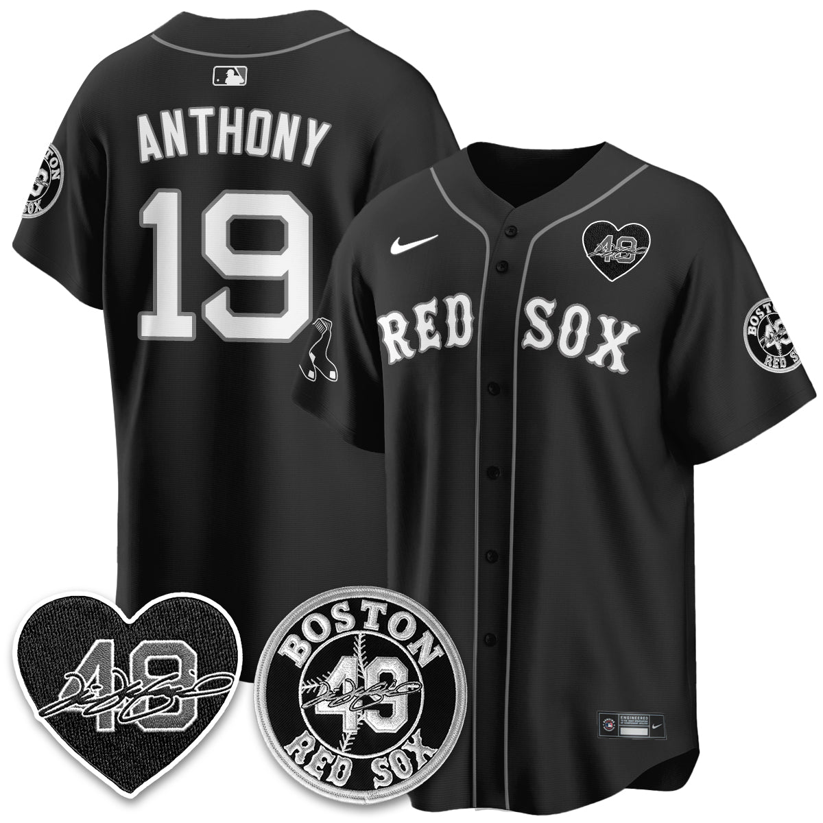 BOS Tim Wakefield Memorial Patch Vaper Premier Limited Red Jersey - All Stitched