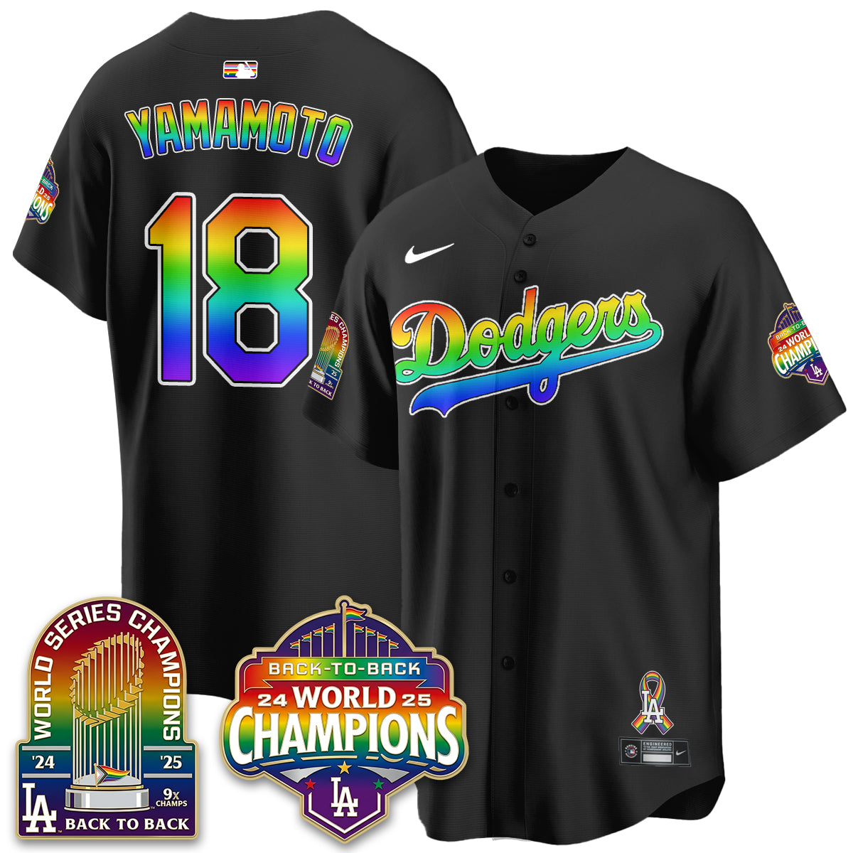 Los Angeles Dodgers Happy Pride Month Vapor Jersey - Stitched