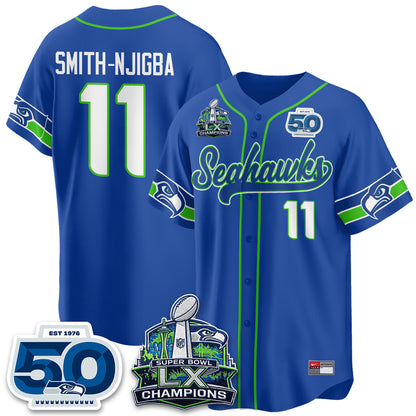 Seattle Seahawks SB LX Champs Vapor Baseball Jersey - Stitch