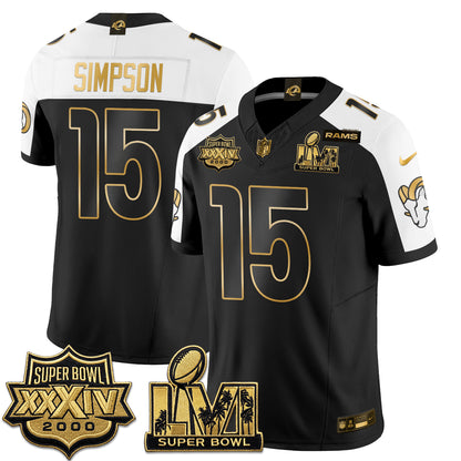 LAR SBowl Champs Gold Vapor Jersey - Stitched