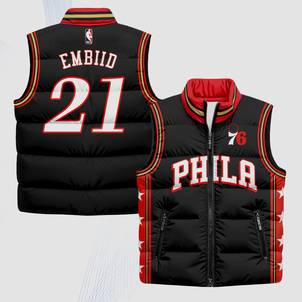 PHI Superteam 24th Season Patch Puffer Vest - Printed