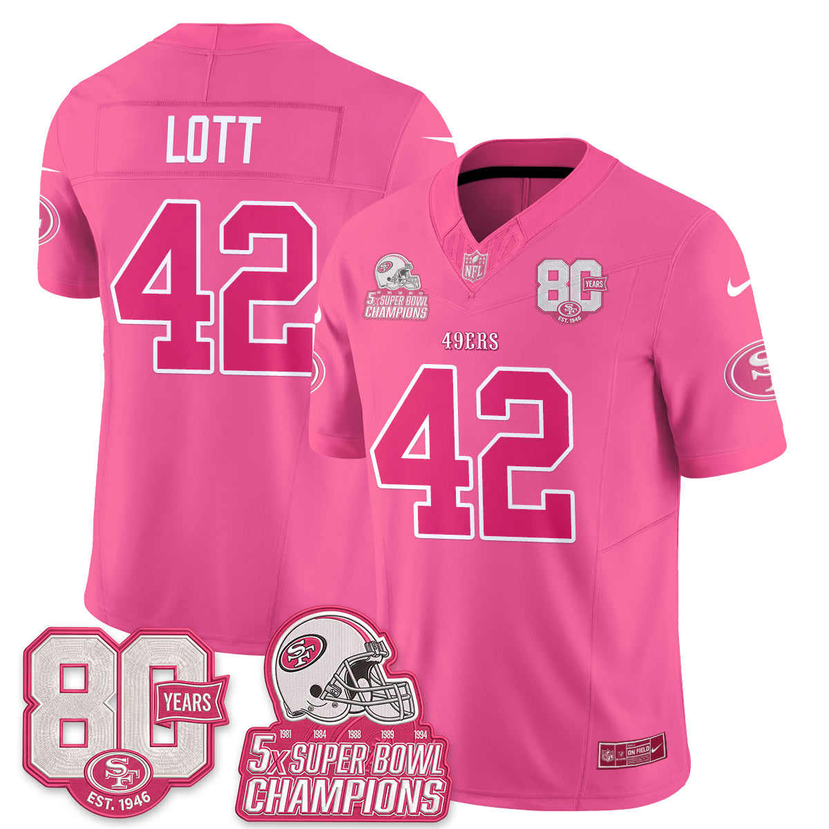 San Francisco 49ers Pink Edition Vapor Jersey - Stitched