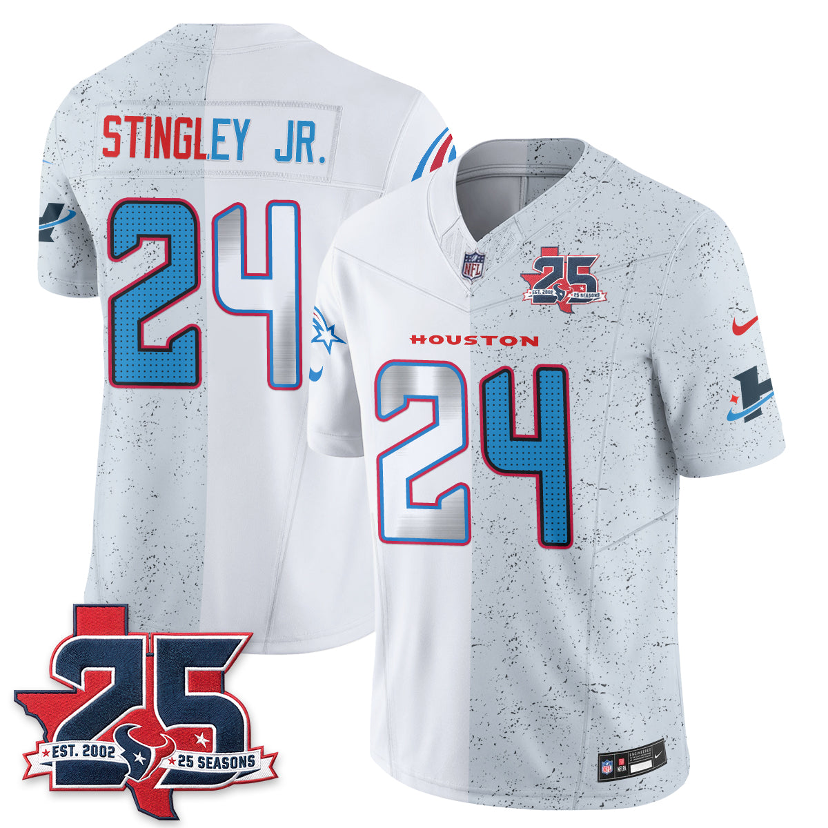 HOU Fan Gear Split Vapor Jersey - Stitched