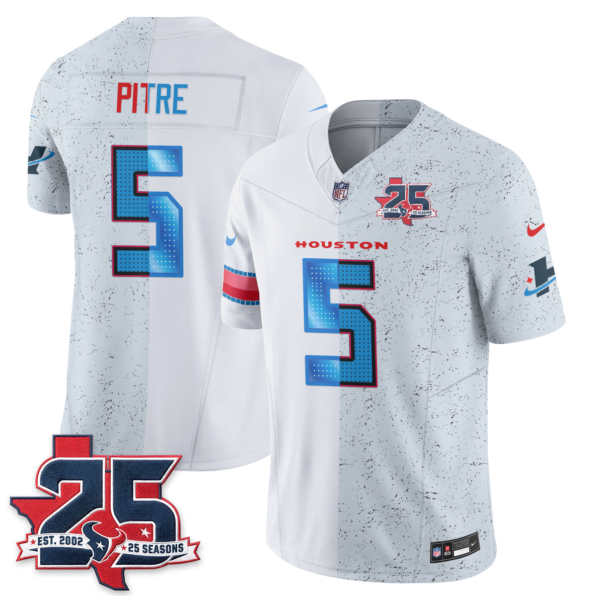 HOU Fan Gear Split Vapor Jersey - Stitched