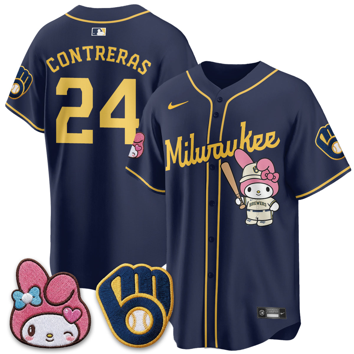 Milwaukee Brewers x Pink Sanrio Friend Edition Vapor Jersey - Stitched