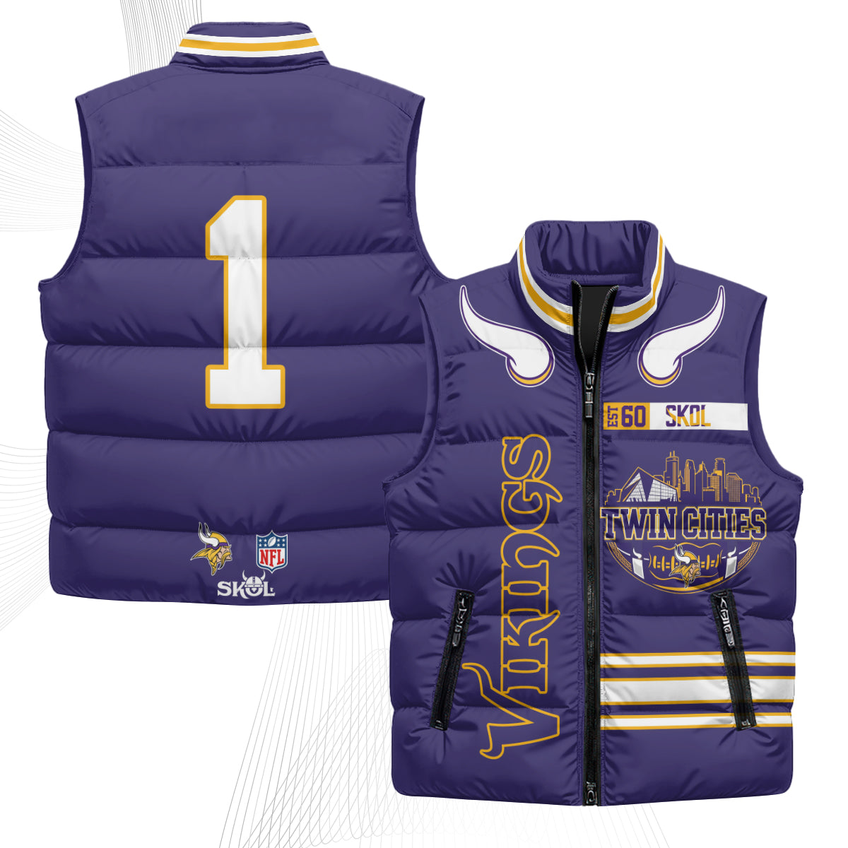Minnesota Vikings Twin City Puffer Vest - Printed