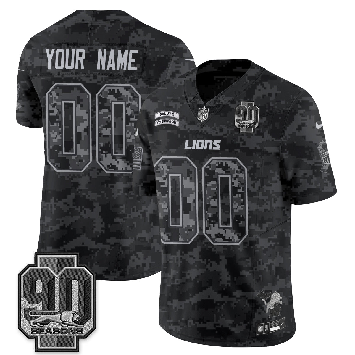 Detroit Lions 2026 Salute to Service Vapor Custom Jersey V2- Stitched