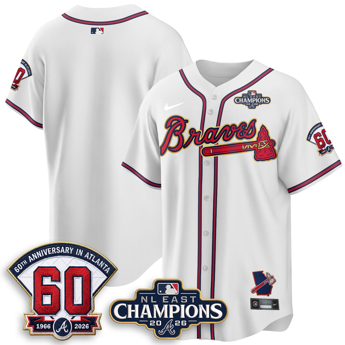 Atlanta Braves 2026 NL East Champs Gold Edition Vapor Jersey - Stitched