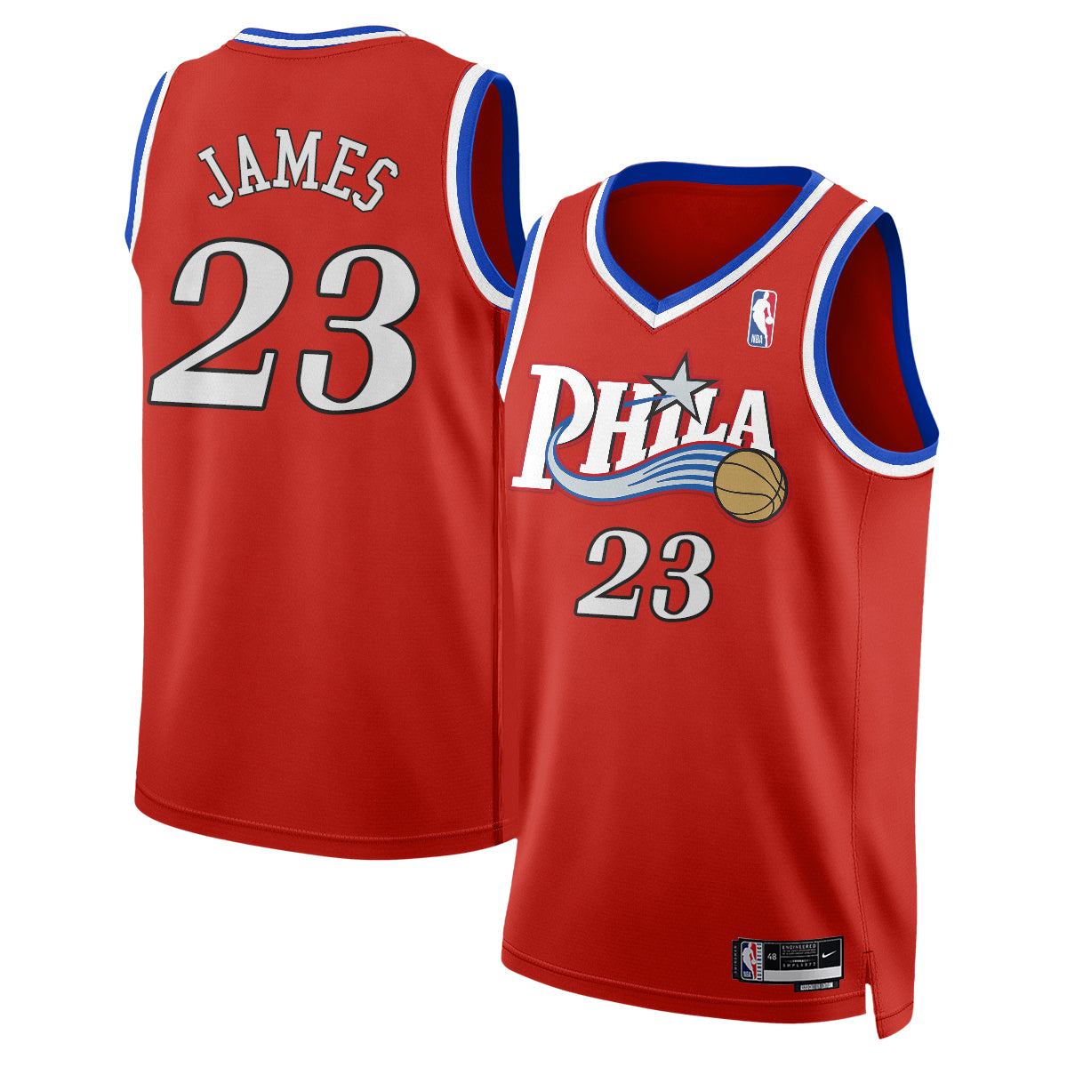 Philadelphia 76ers LeBron James #23 Throwback Vapor Jersey - All Stitched