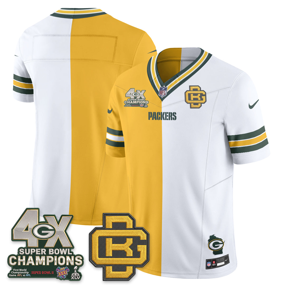 Green Bay Packers Rivalries Split Edition Vapor Jersey - Stitched