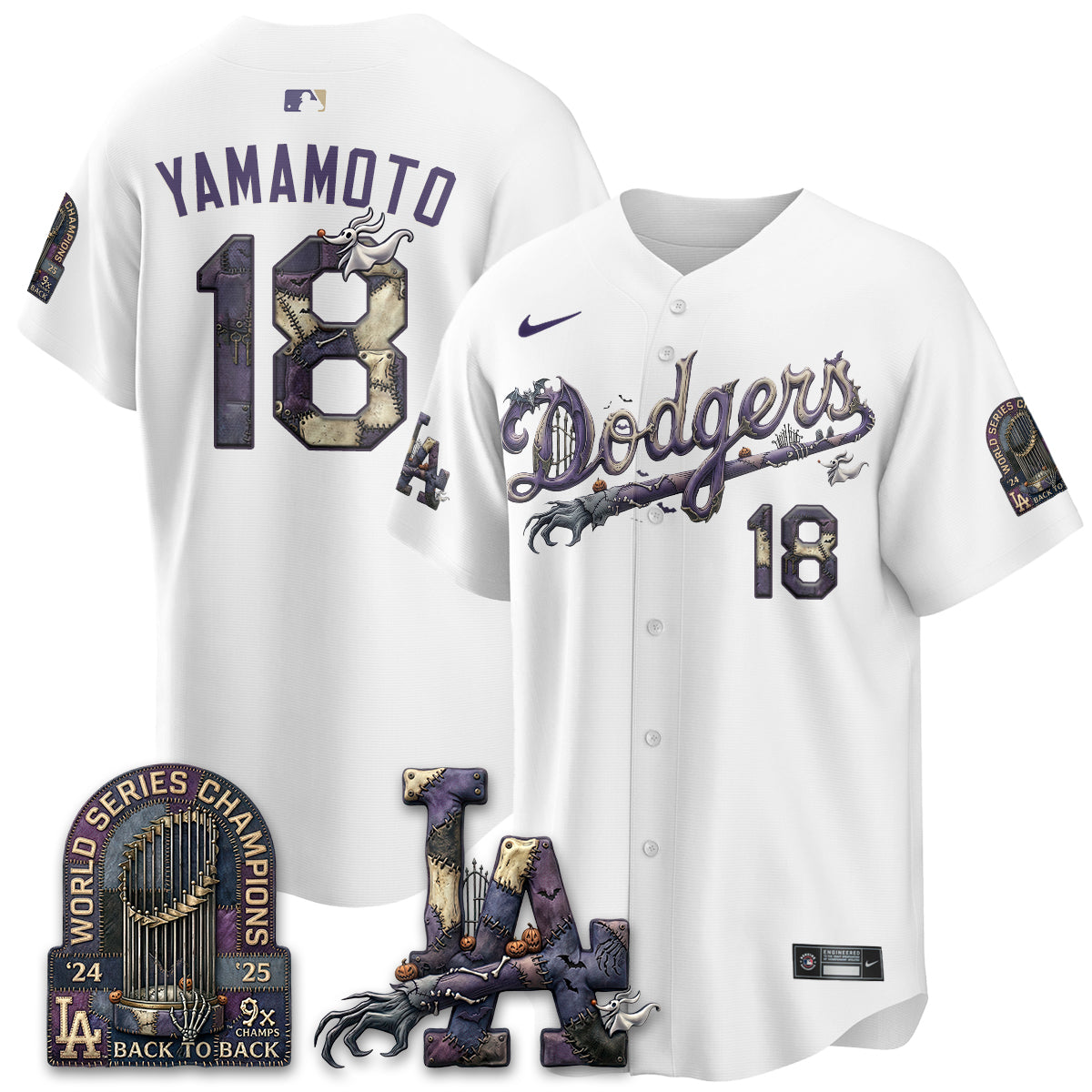 Los Angeles Dodgers Nightmare Edition Vapor Jersey - Printed