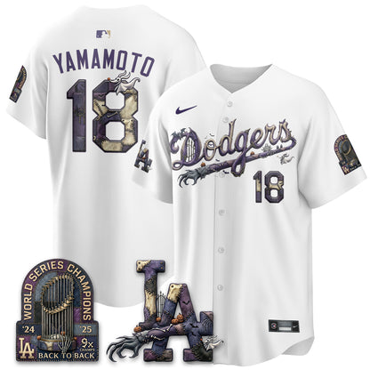 Los Angeles Dodgers Nightmare Edition Vapor Jersey - Printed