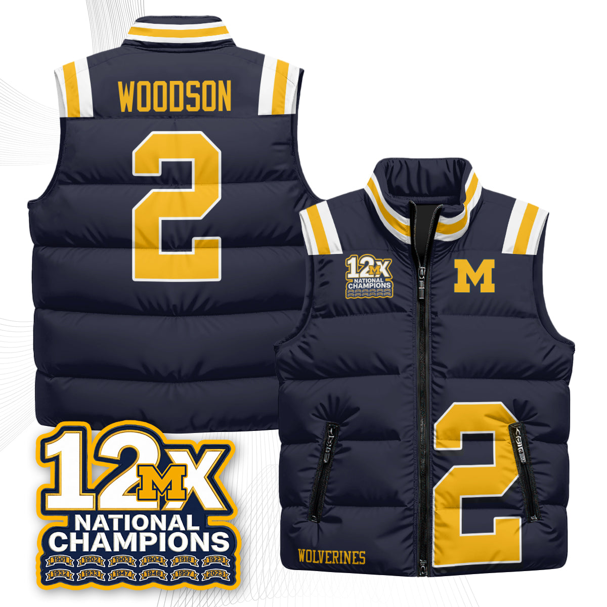 MICH 12X Champs Puffer Vest - Printed