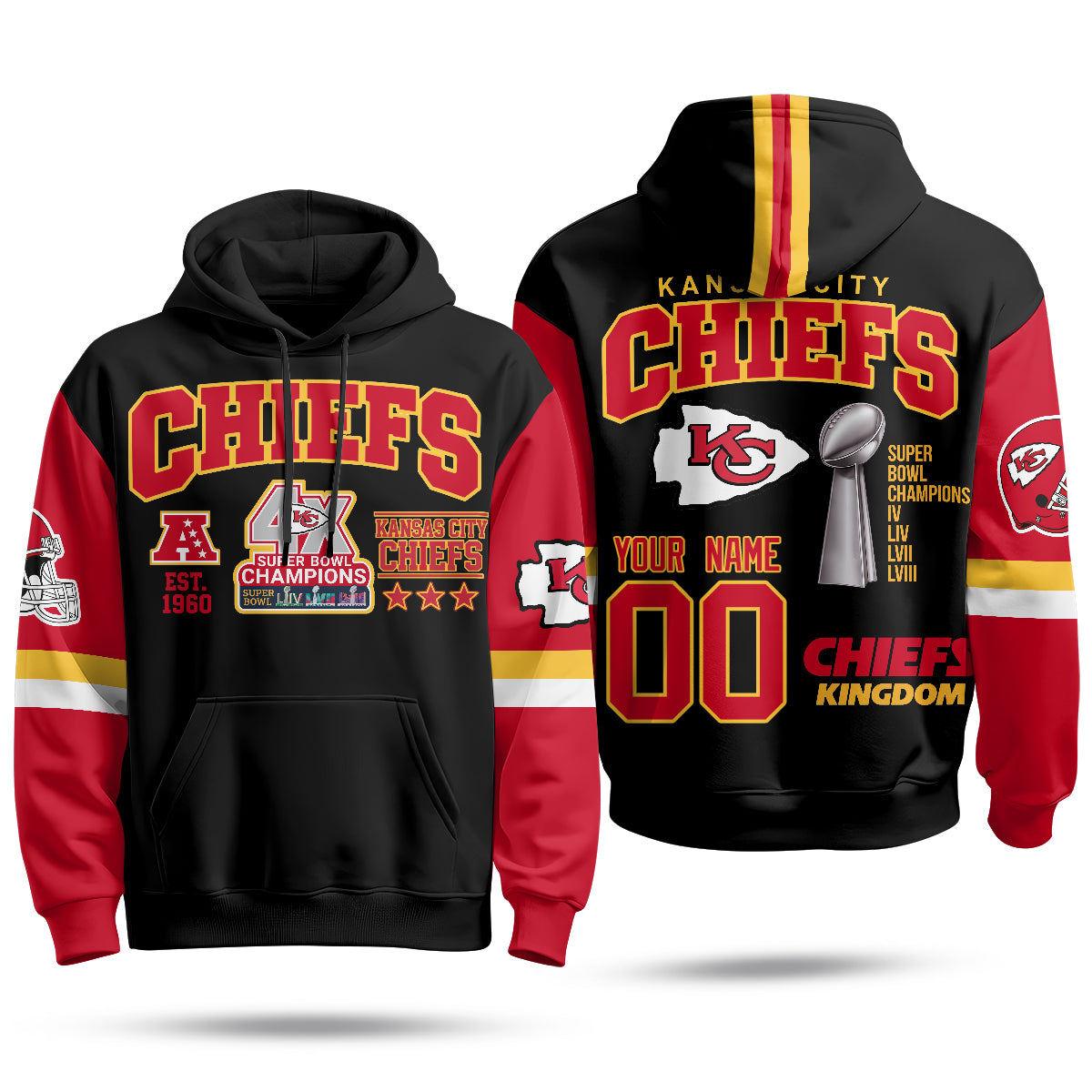 KC 4X Champs Gold Edition Custom Fleece Hoodie - Printed