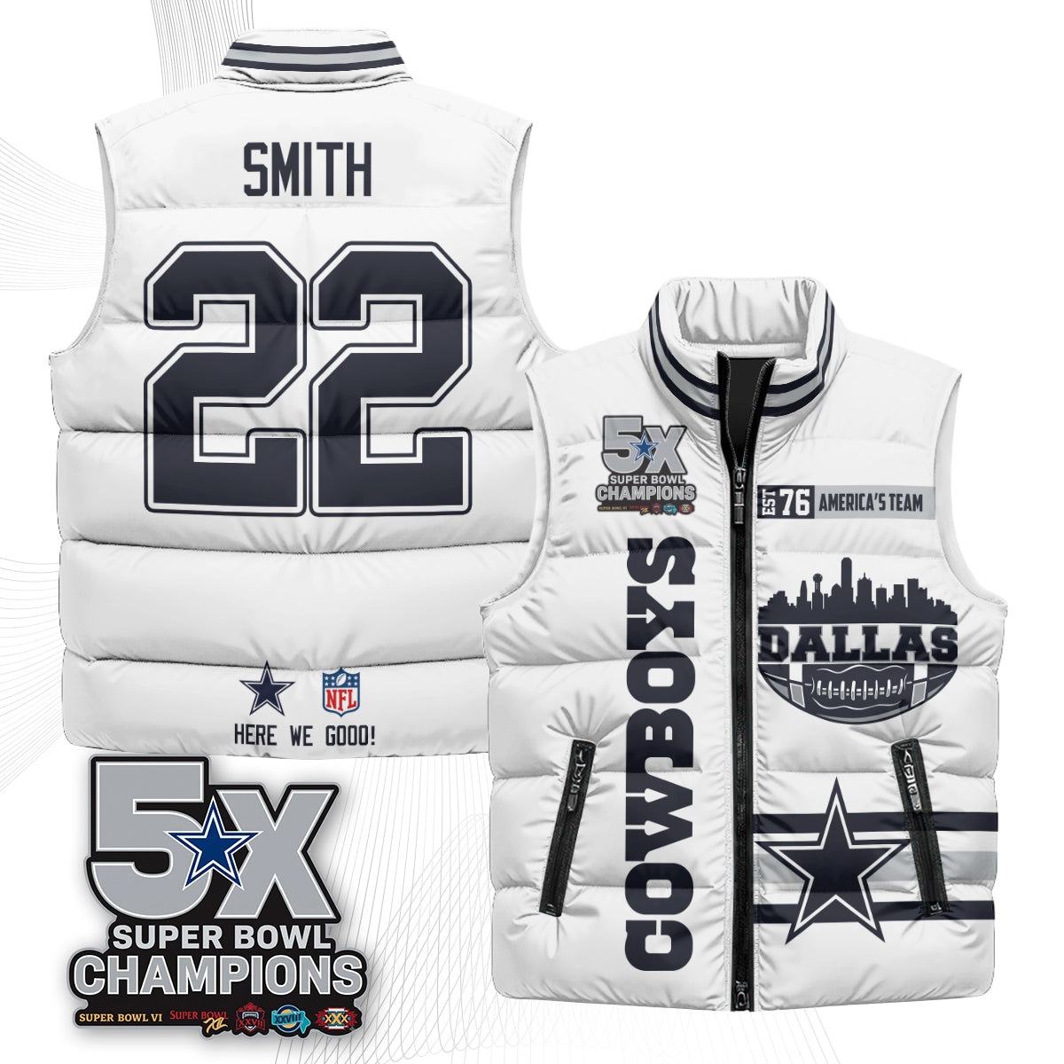 DAL "America's Team" Puffer Vest - Printed
