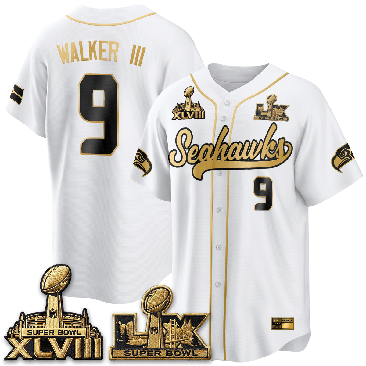 Seattle Seahawks S.Bowl Champs Baseball Vapor Jersey - Stitched