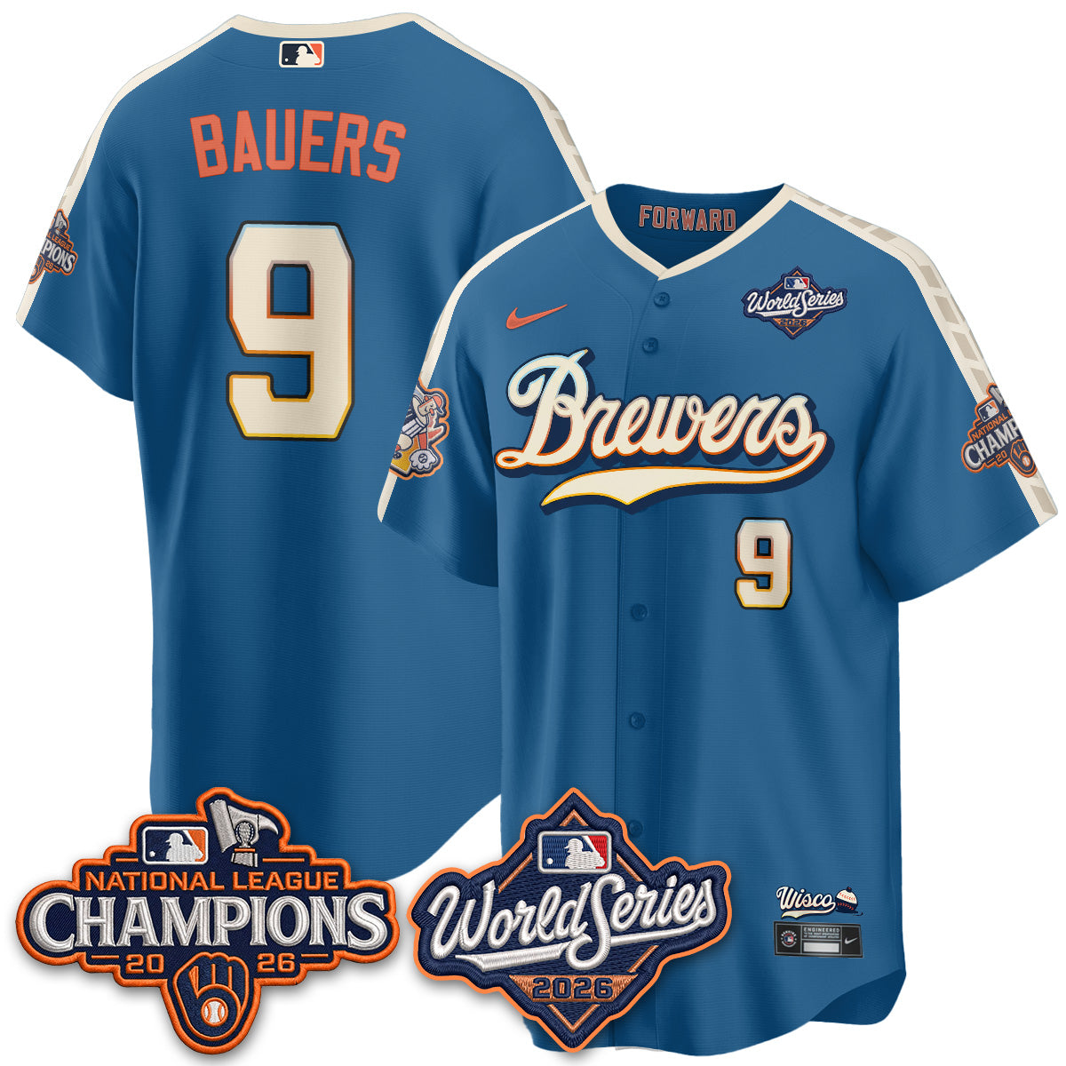 Milwaukee Brewers 2026 NL Champions City Connect Vapor Jersey - Stitched