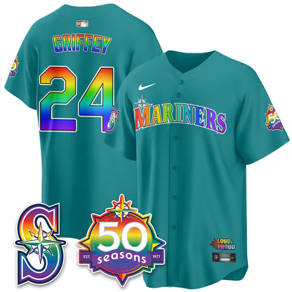 Seattle Mariners Happy Pride Month Vapor Jersey - Stitched