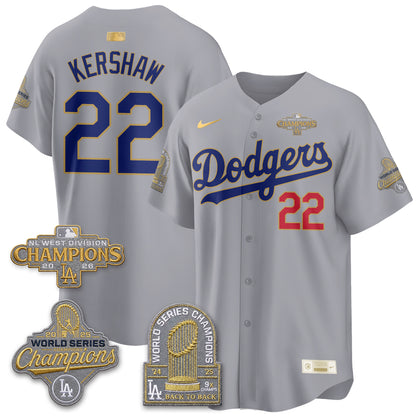 Los Angeles Dodgers 2026 NL West Champs Gold Vapor Jersey- Stitched