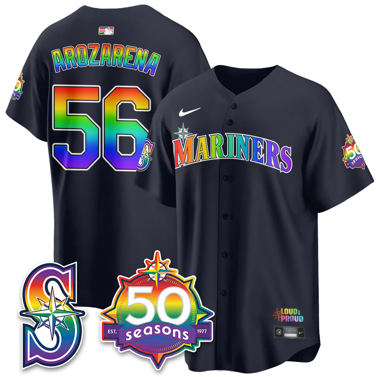 Seattle Mariners Happy Pride Month Vapor Jersey - Stitched