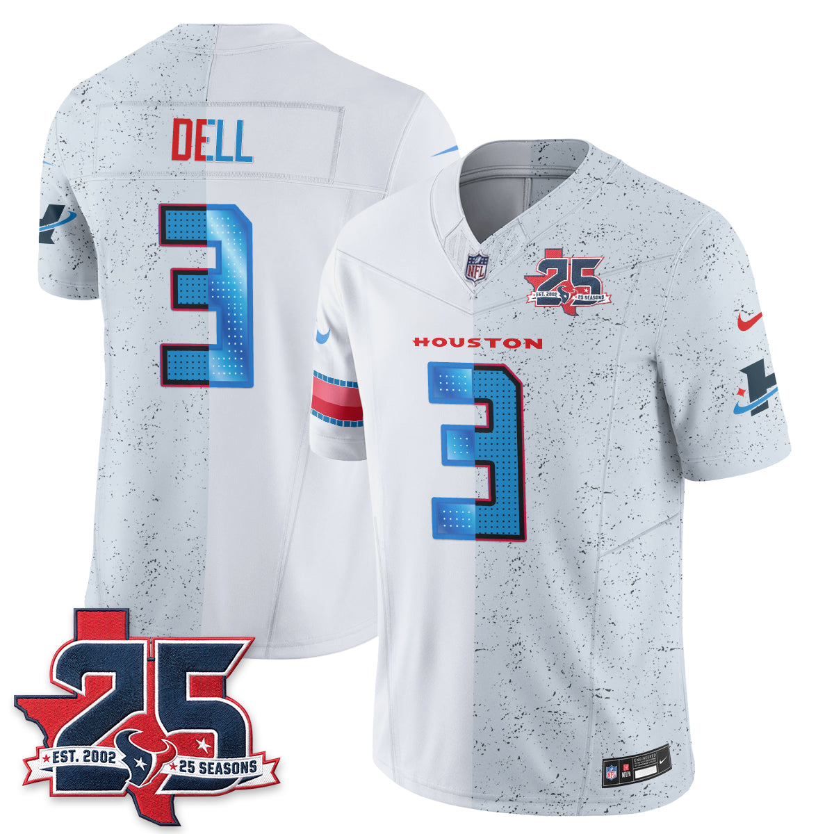 HOU Fan Gear Split Vapor Jersey - Stitched