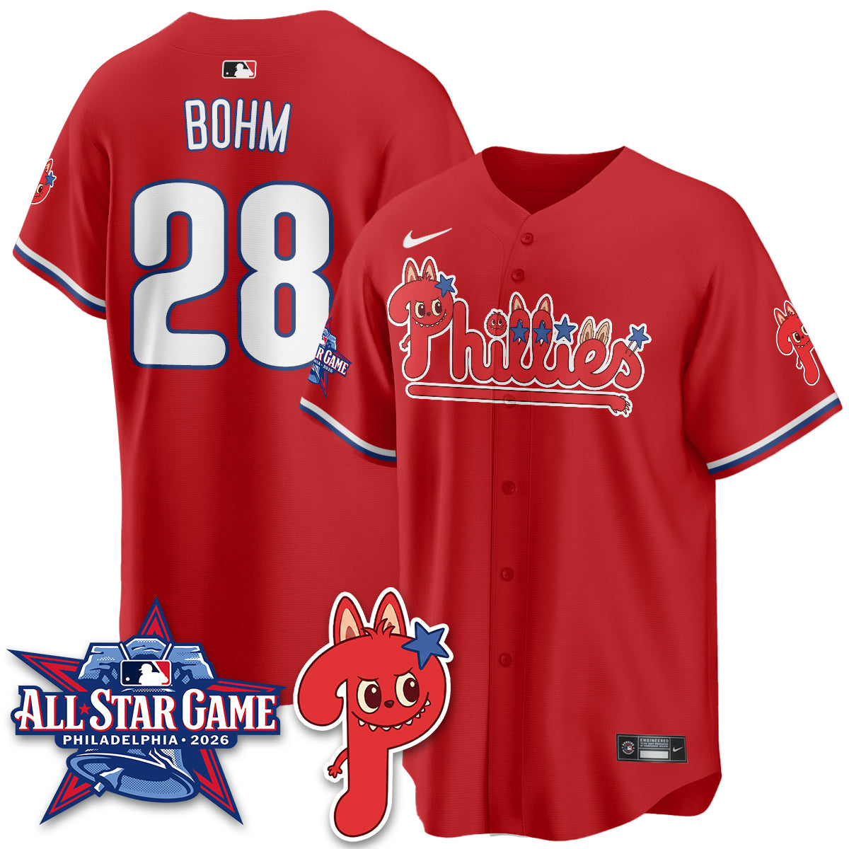 Philadelphia Phillies Fanged Rabbit Doll  Vapor Limited Jersey - Stitched