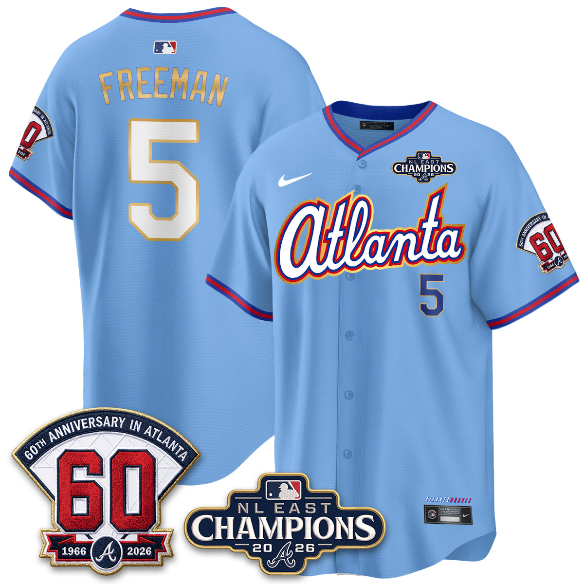Atlanta Braves 2026 NL East Champs Gold Edition Vapor Jersey - Stitched