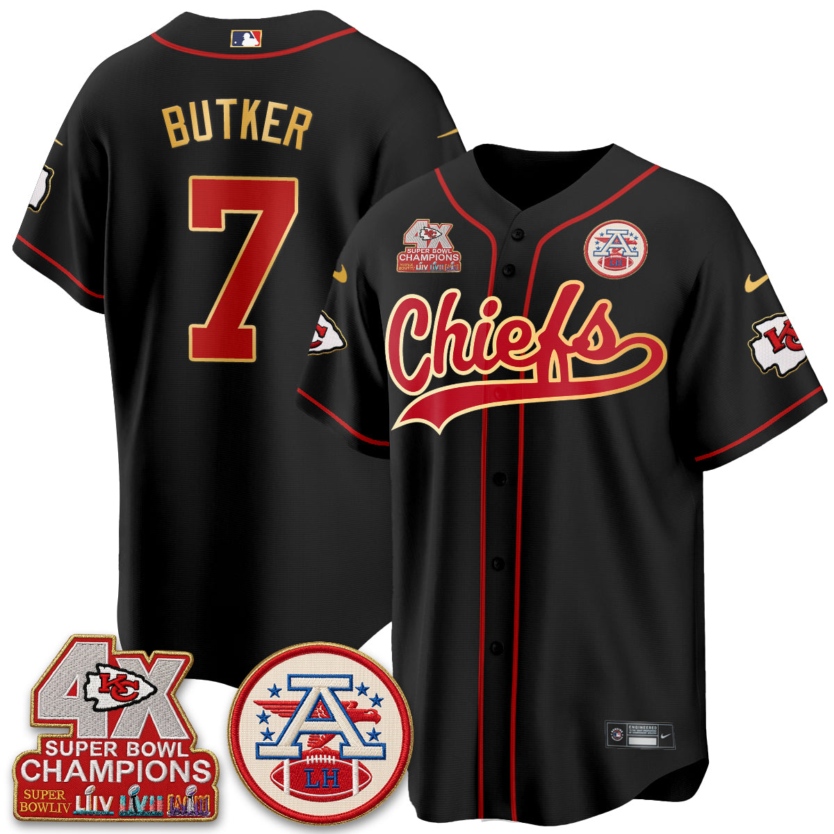KC 4X Champs Gold Trim Edition Vapor Baseball Jersey - Stitched
