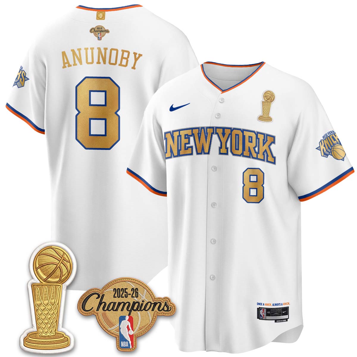 New York Knicks Champions Night Baseball Vapor Jersey - Stitched