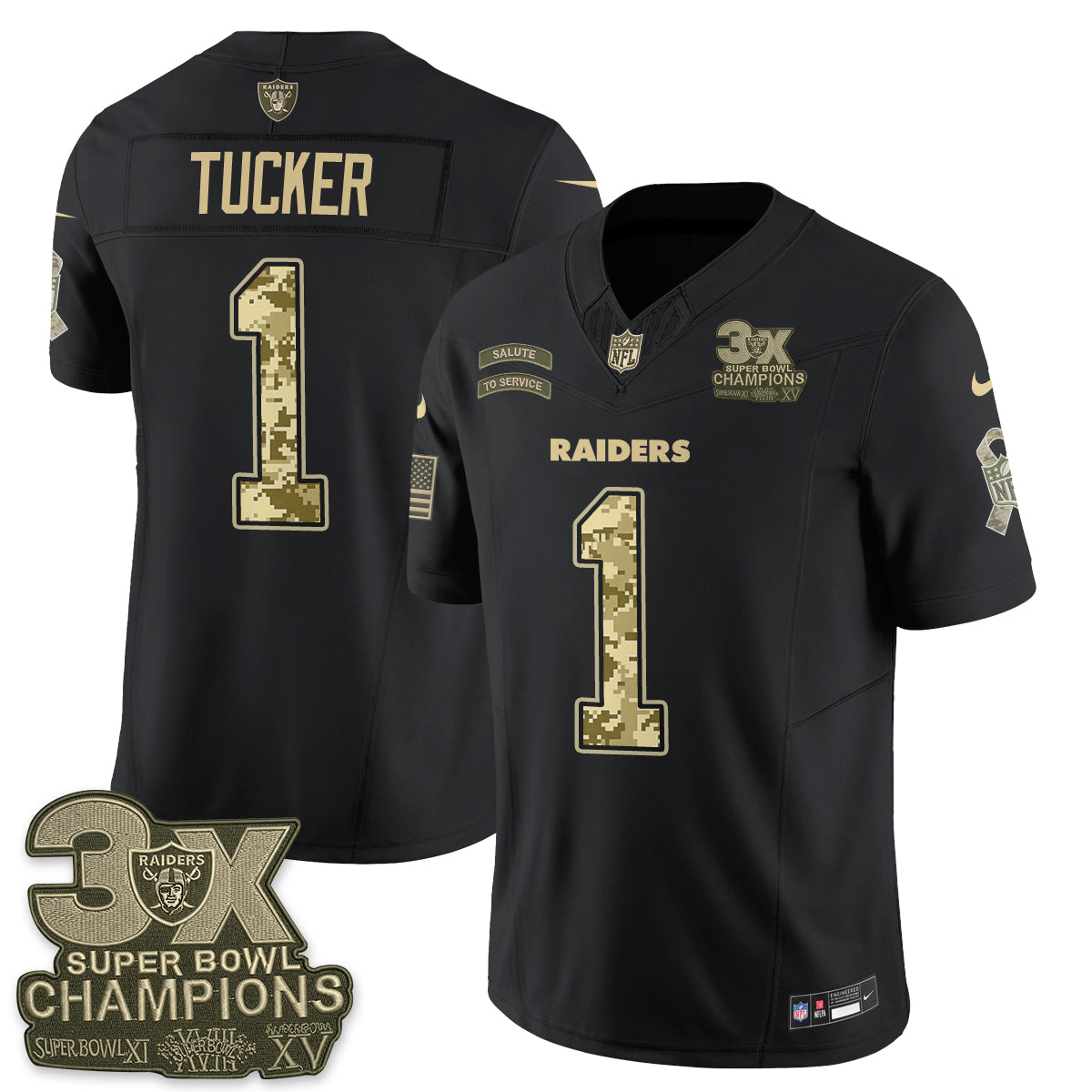 Las Vegas Raiders 2026 Salute to Service V2 Vapor Jersey - Stitched