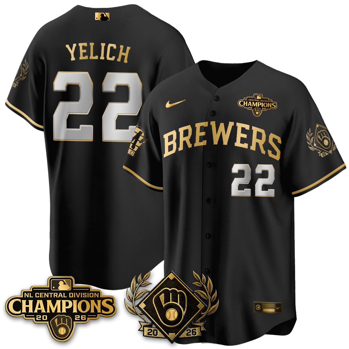 Milwaukee Brewers 2026 NL Division Champs Vapor Jersey - Stitched