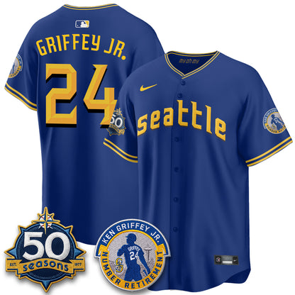 SEA Ken Griffey Jr. Patch Vapor Premier Limited Jersey - All Stitched