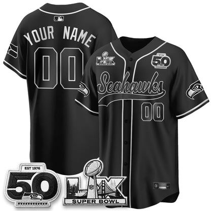 Seattle Seahawks SB LX Champs Gold Edition Baseball Custom Jersey - Stitch