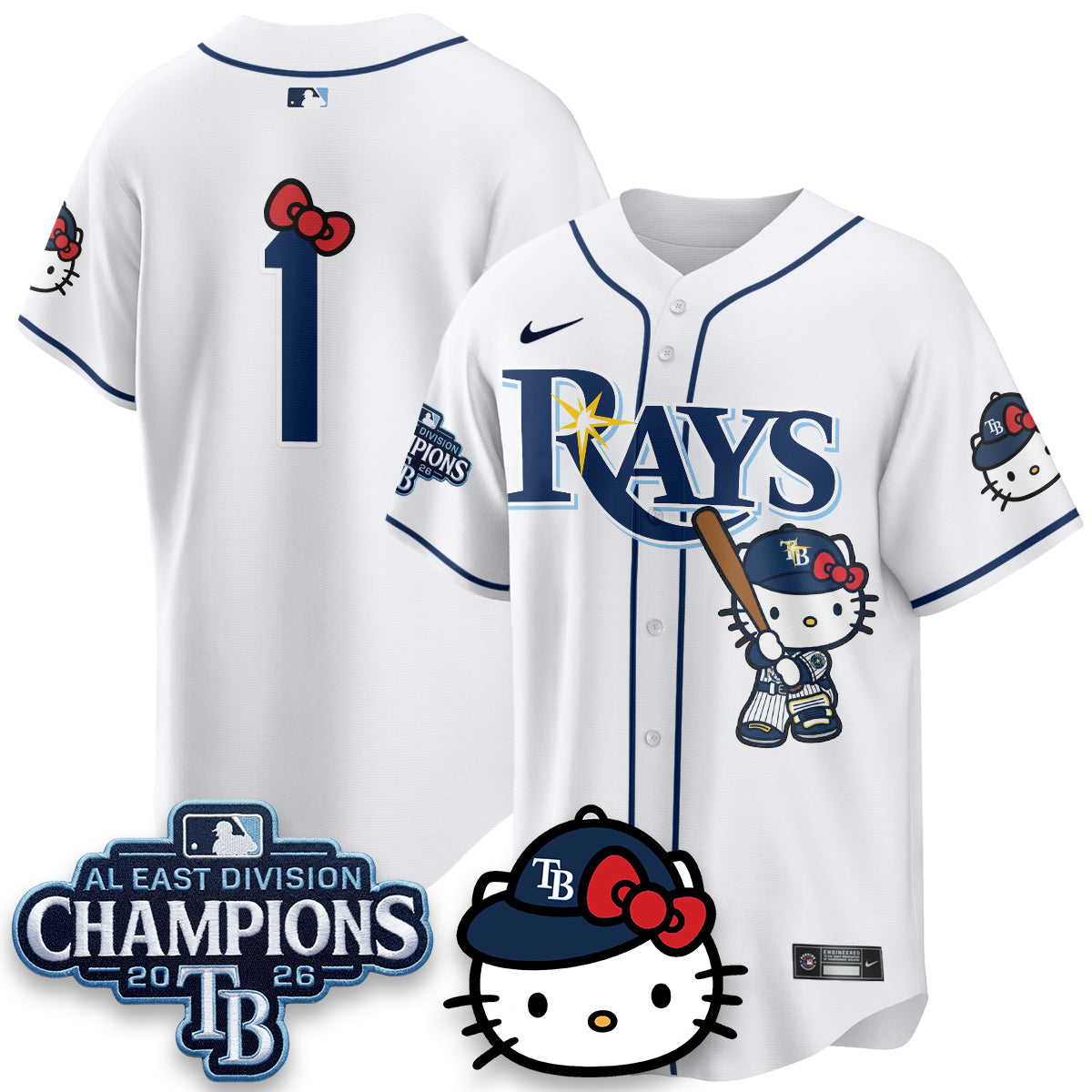Tampa Bay Rays x Meow KT 2026 AL East Champs Vapor Jersey - Stitched