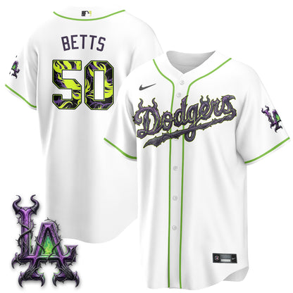Los Angeles Dodgers Villains Halloween - Horned Queen Vapor Jersey- Stitched