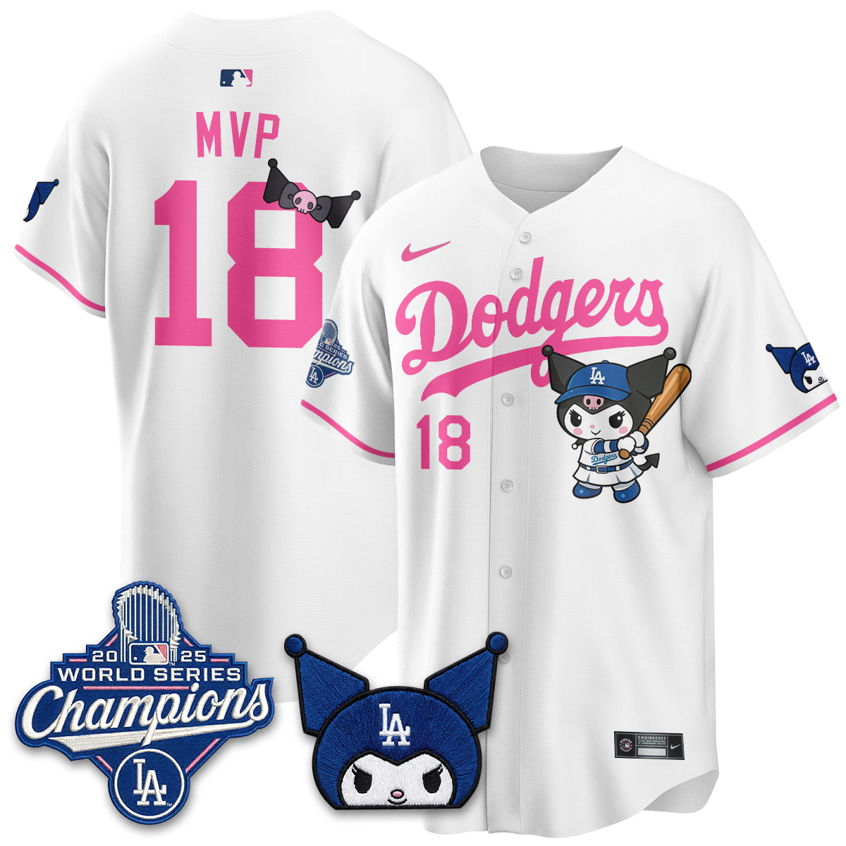 Los Angeles Dodgers Kuromi Edition Vapor Jersey - Stitched