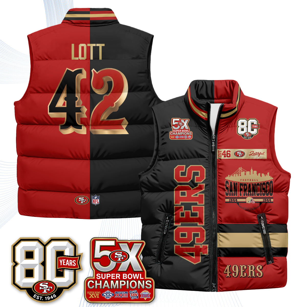 SF Faithful to The Bay Puffer Vest - Printed