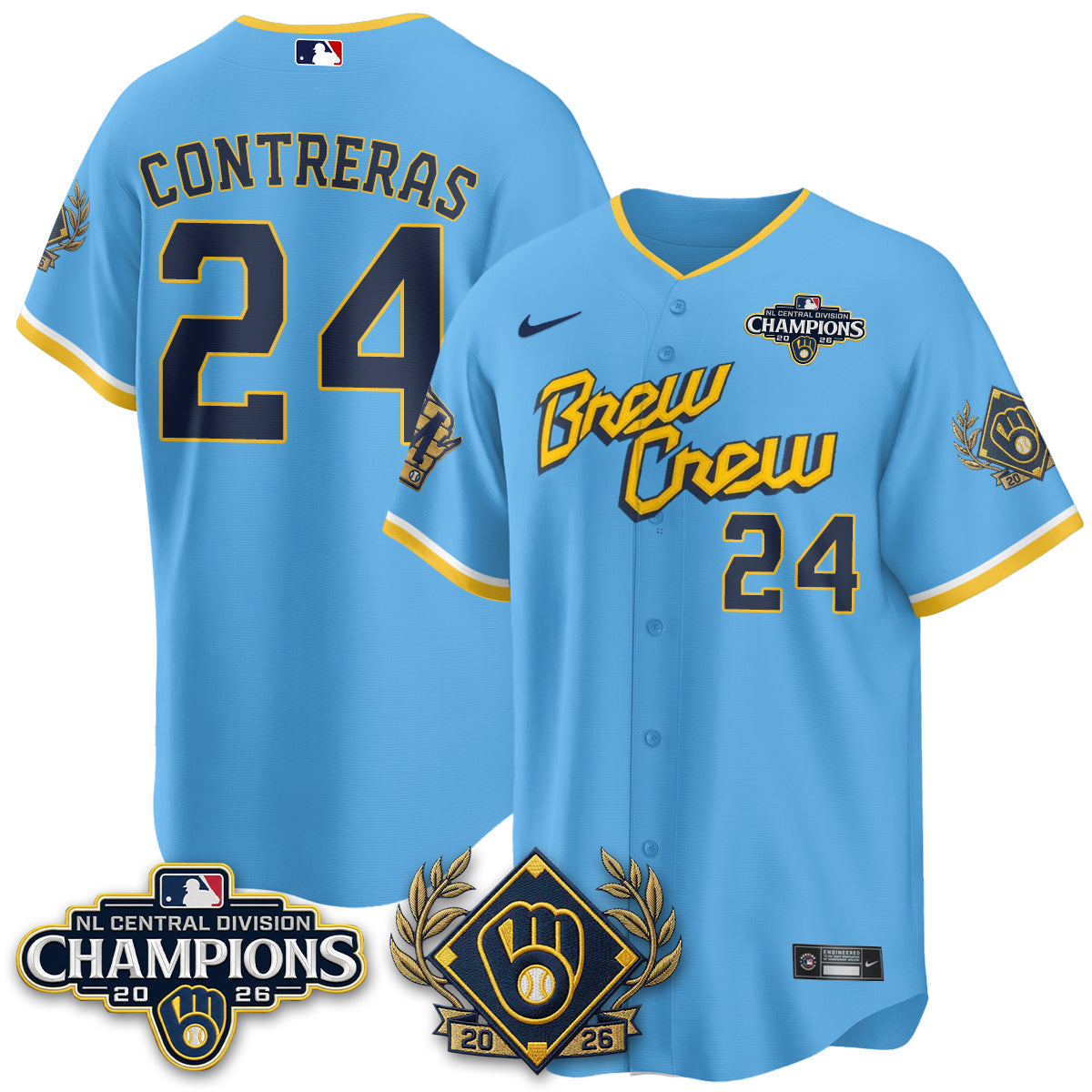 Milwaukee Brewers 2026 NL Division Champs Vapor Jersey - Stitched