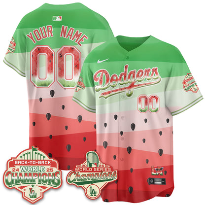 Los Angeles Dodgers National Watermelon Day Vapor Custom Jersey - Stitched