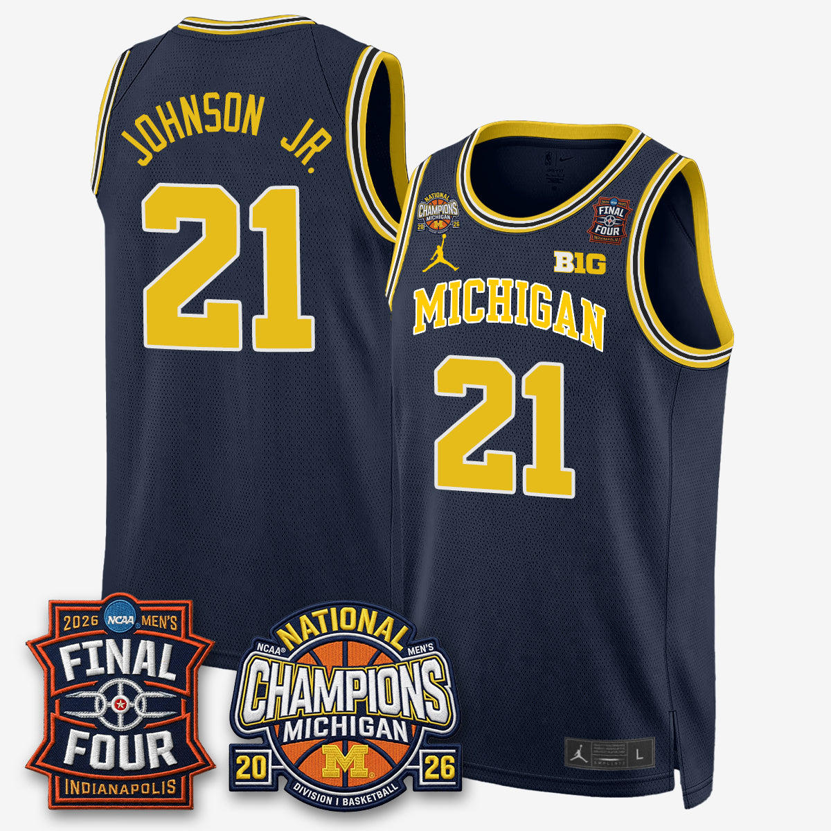 MICH Basketball National Champions Big Text Limited Vapor Jersey - All Stitched