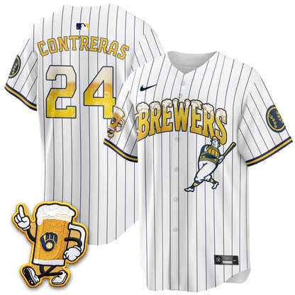 Milwaukee Brewers "Pitcher & Pint" Edition Vapor Jersey V2 - Stitched