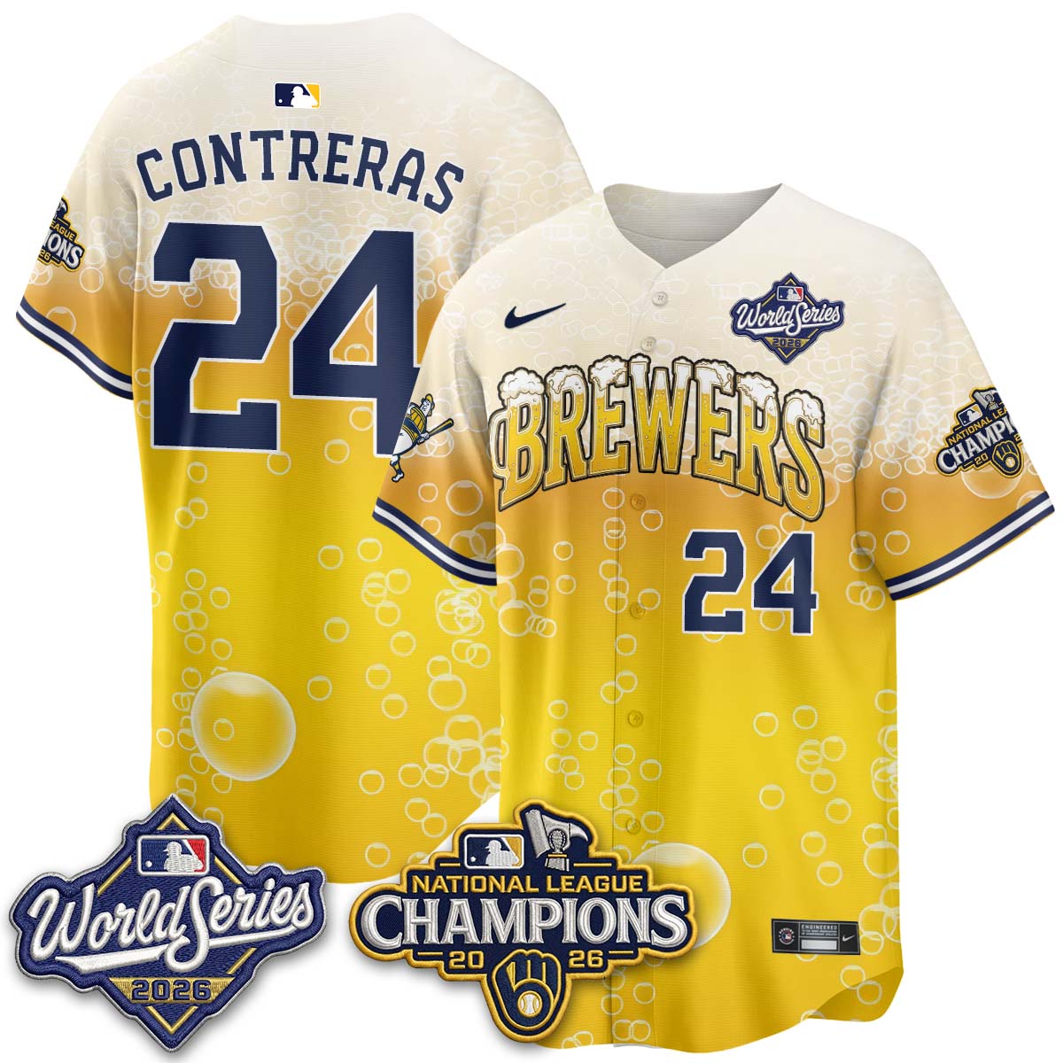 Milwaukee Brewers "Pitcher & Pint" 2026 NL Champions Vapor Jersey - Stitched